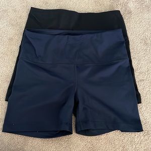 Pair of Yogalicious Lux High Waist Squat Proof Biker Shorts, Blue, Black in L